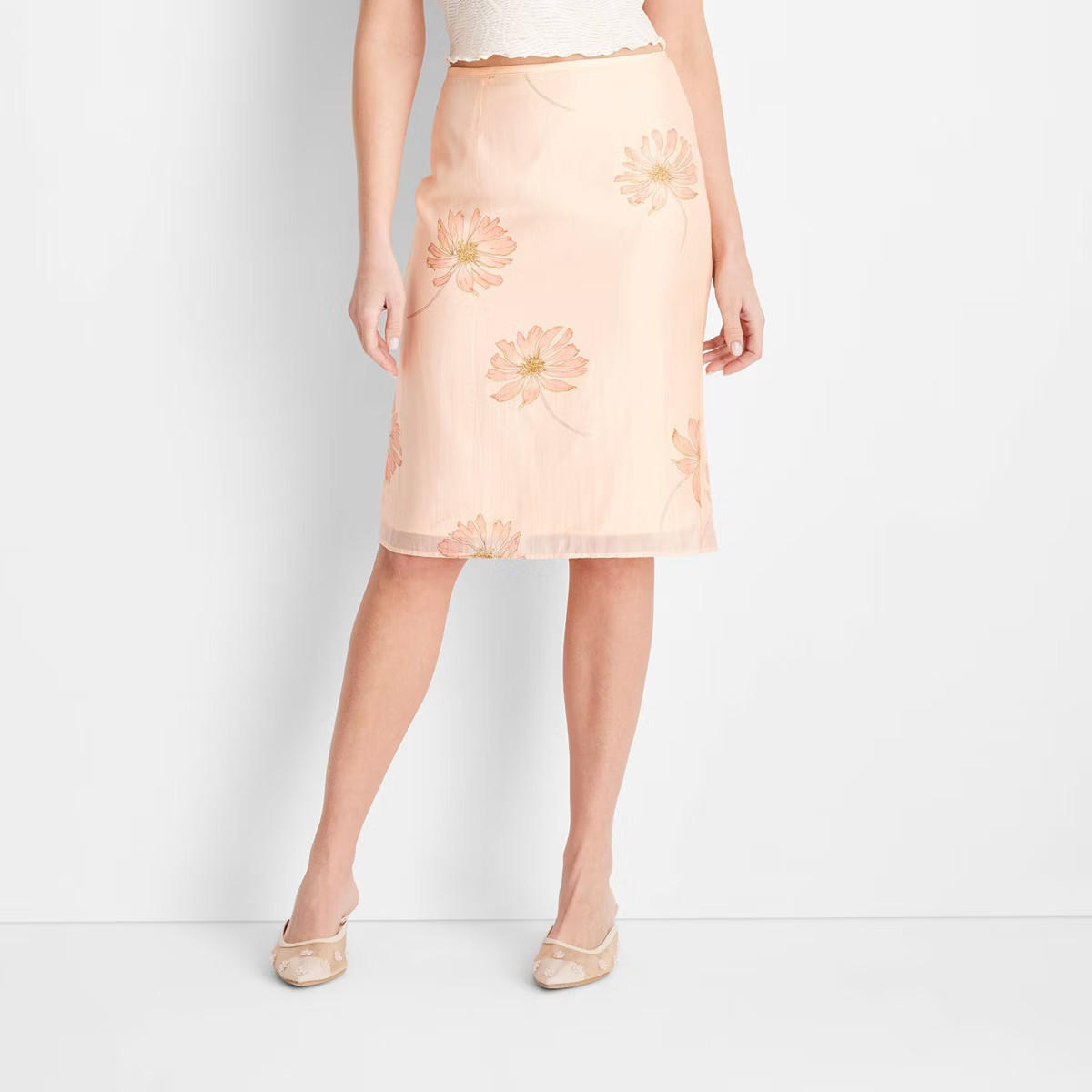 Women's Midi Pencil Skirt - Future Collective Light Pink Floral | Target