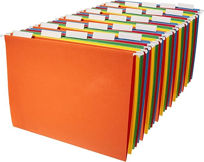 Amazon Basics Hanging Organizer File Folders - Letter Size, Assorted Colors, 25-Pack | Amazon (US)