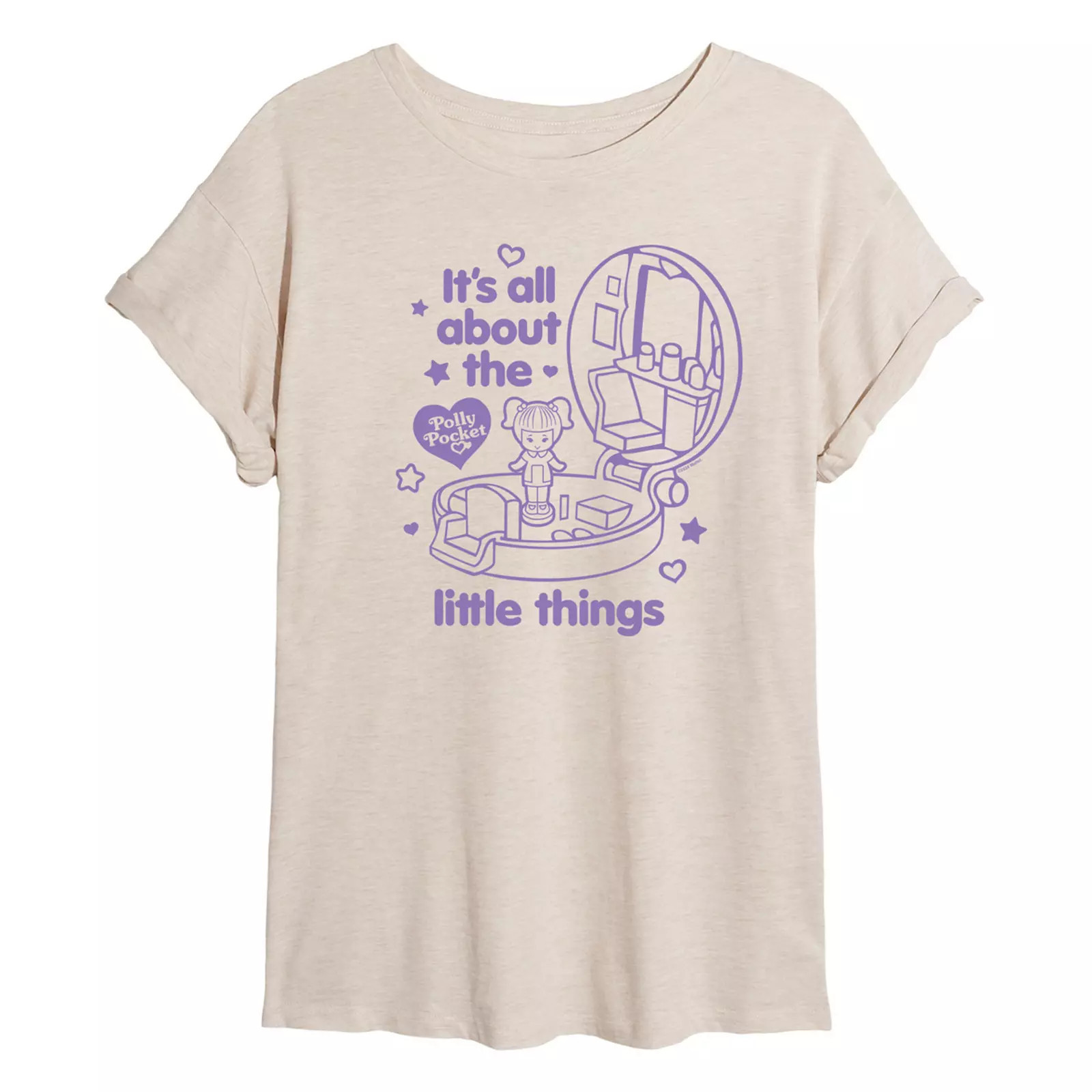 Juniors' Polly Pocket Little Things Oversized Tee, Girl's, Size: Small, Beige | Kohl's