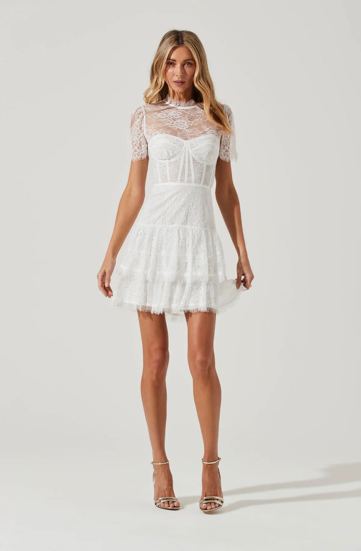 Leilani Lace Bustier Mini Dress - WHITE / S | ASTR The Label (US)