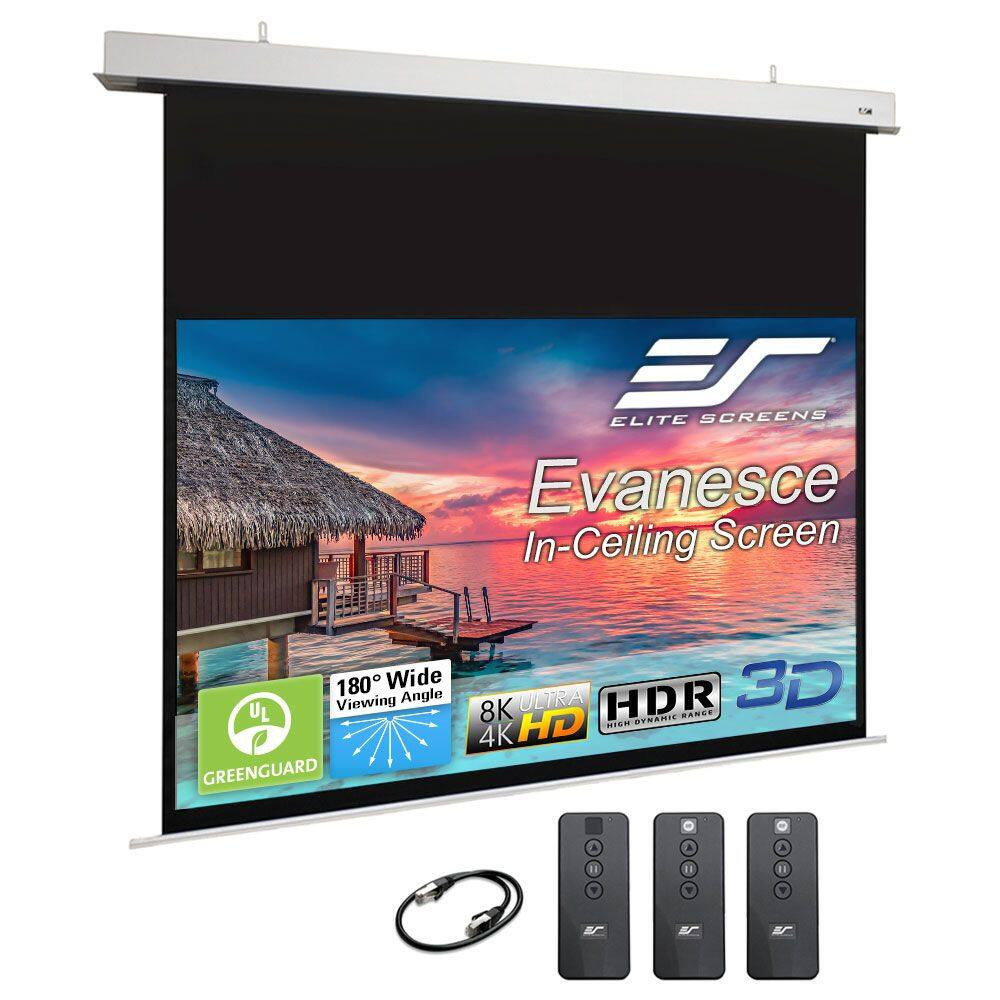 Elite Screens - Evanesce,126" D,16:9,In-Ceiling Recessed Electric MatteWhite Standard Throw 4K UHD Projector Screen, IHOME126HW3-E20 - White | Best Buy U.S.