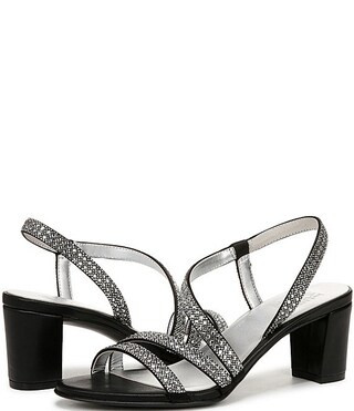 Vanessa Satin Strappy Crystal Detail Block Heel Evening Dress Sandals | Dillard's