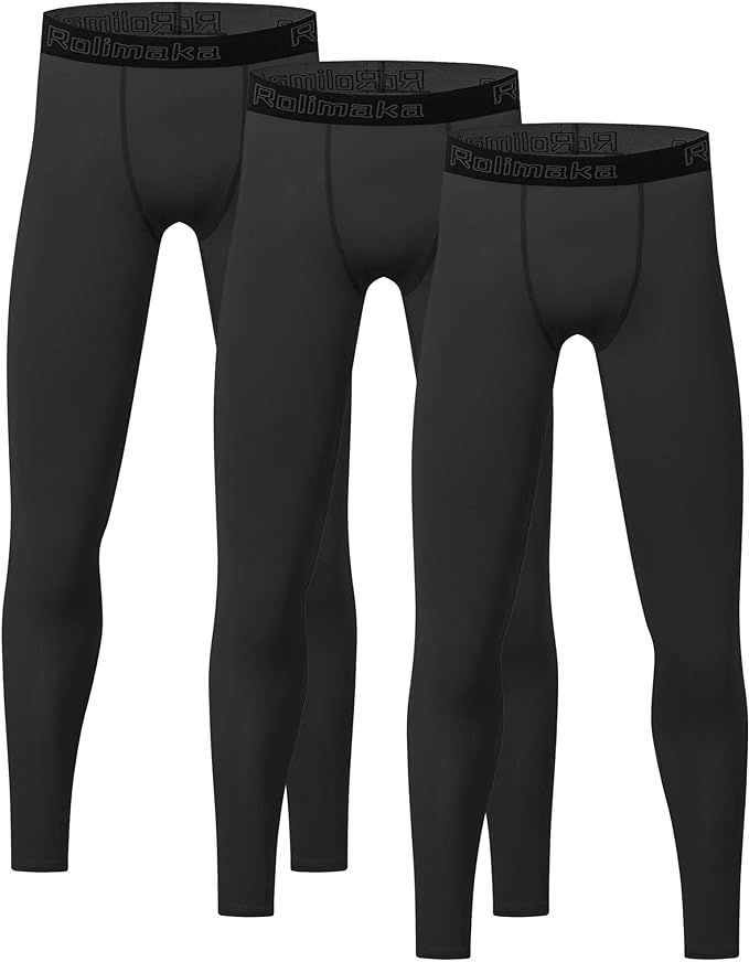 4 or 3 Pack Youth Boys' Compression Leggings Tights Athletic Pants Sports Base Layer for Kids Col... | Amazon (US)