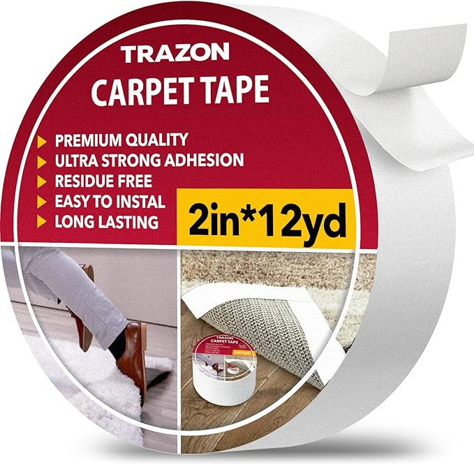 Carpet Tape Double Sided - Rug Tape Grippers for Hardwood Floors and Area Rugs - Carpet Binding T... | Amazon (US)