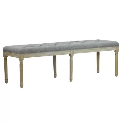 Bullen French Upholstered Bench Ophelia & Co. Upholstery: Gray, Color: Natural Wood | Wayfair North America