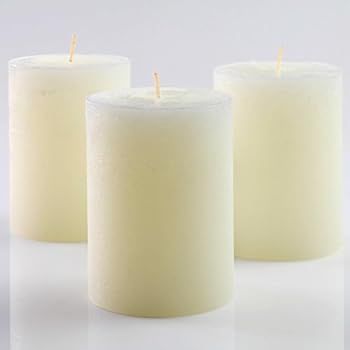 Set of 3 Ivory Unscented Pillar Candles 3 x 6 inch for Weddings Restaurant Home Decoration Spa Ch... | Amazon (US)