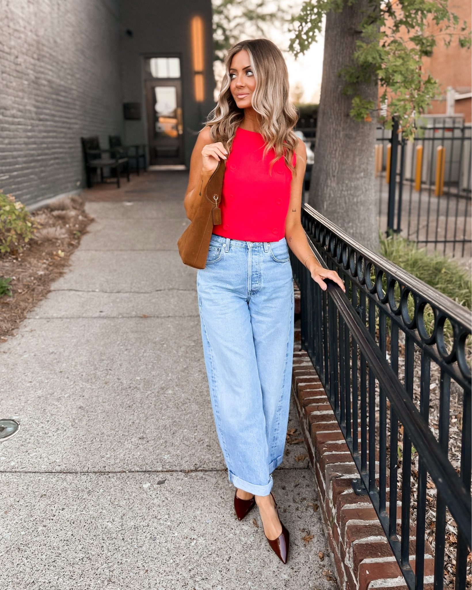 Lady in red. Adore this top from French connection! So many ways to style this cutie. 

#LTKFallSale #LTKNYFW #LTKSeasonal