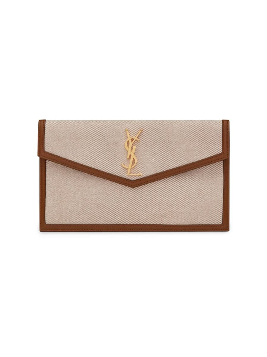 Saint Laurent Uptown Pouch In Canvas And Smooth Leather | Saks Fifth Avenue