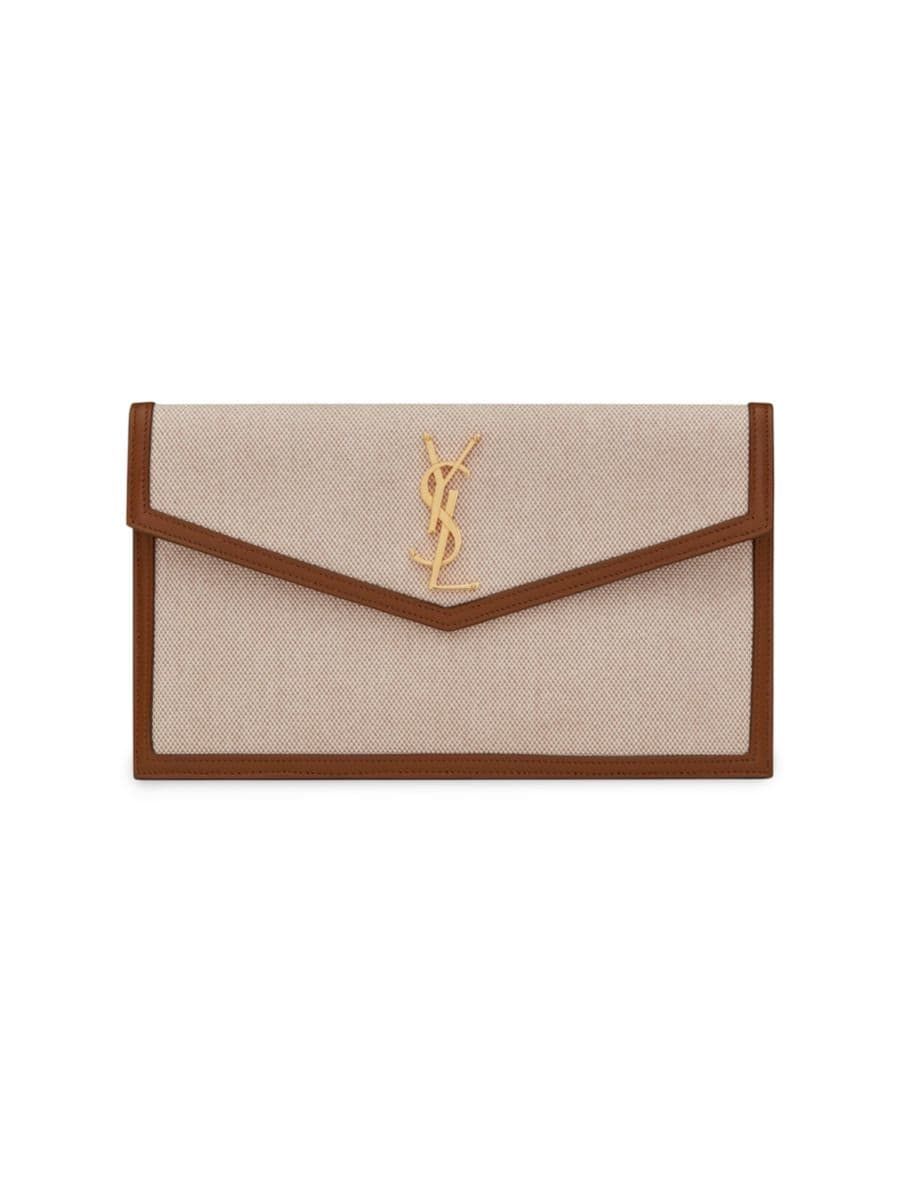 Saint Laurent Uptown Pouch In Canvas And Smooth Leather | Saks Fifth Avenue