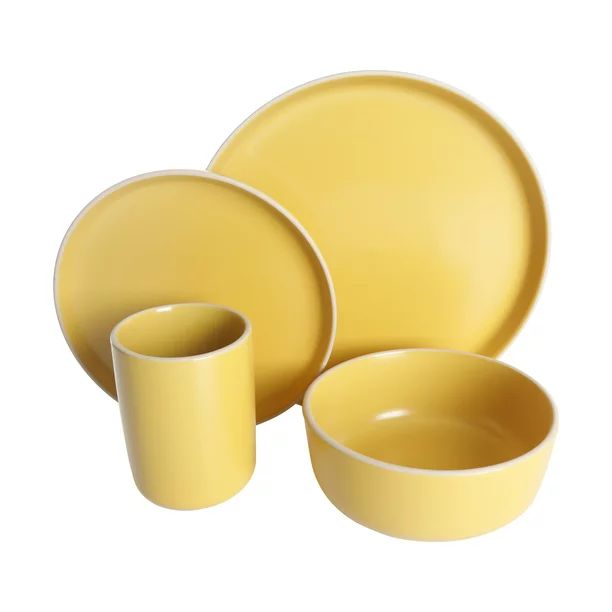 Gap Home Color Matte 16-Piece Round Yellow Stoneware Dinnerware Set | Walmart (US)