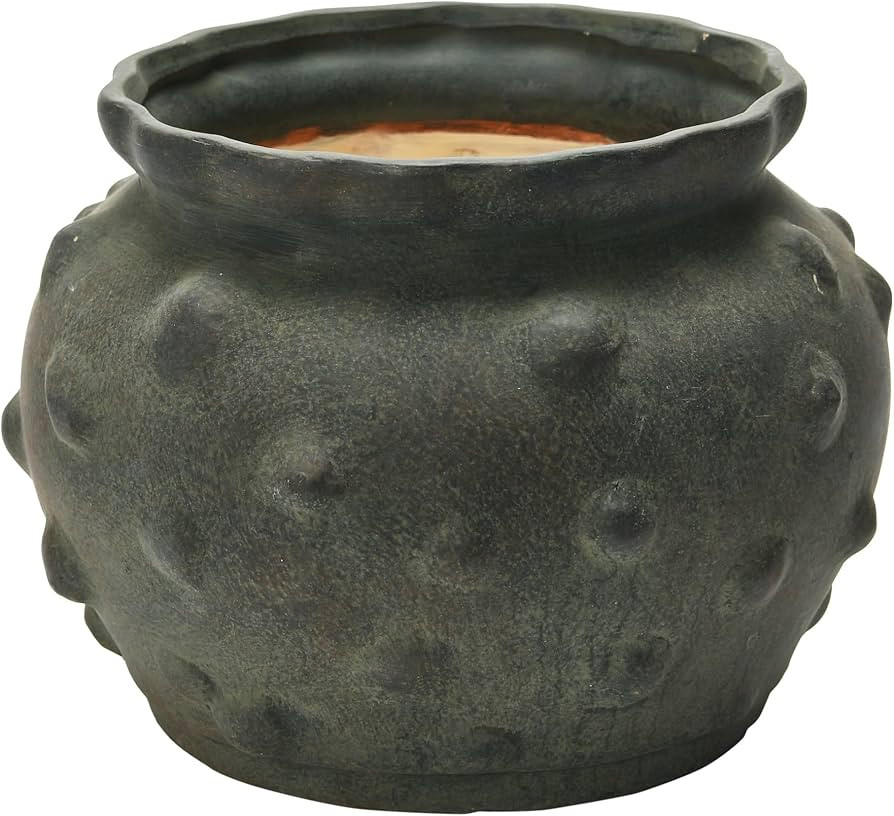 Creative Co-Op Terra-Cotta Raised Dots Vase, 11" L x 11" W x 9" H, Black | Amazon (US)