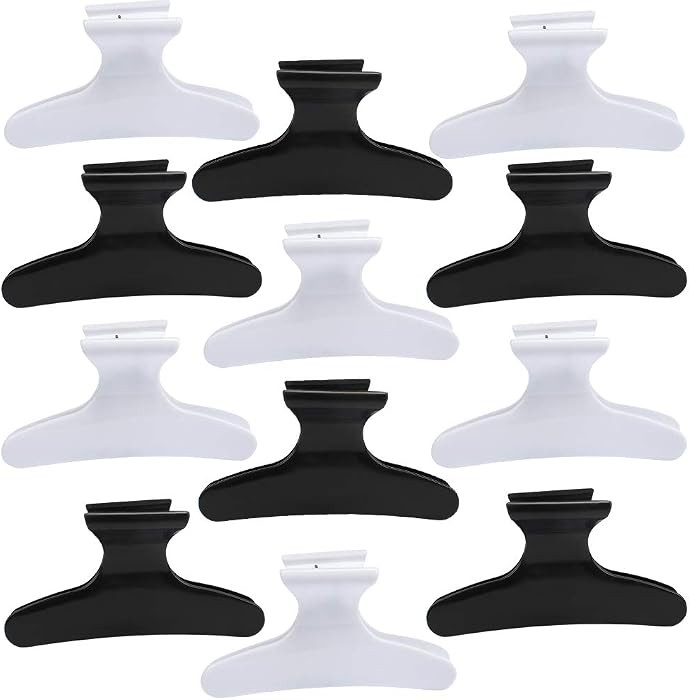 Hair Clips for Styling Sectioning 12 Pack Black White Butterfly Clamps Hair Claw Clips Pro Salon ... | Amazon (US)
