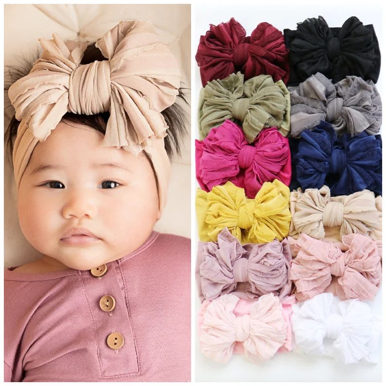 Baby headband, big bow headband, baby girl hair bow, newborn turban, baby headwrap, large bow hea... | Etsy (US)