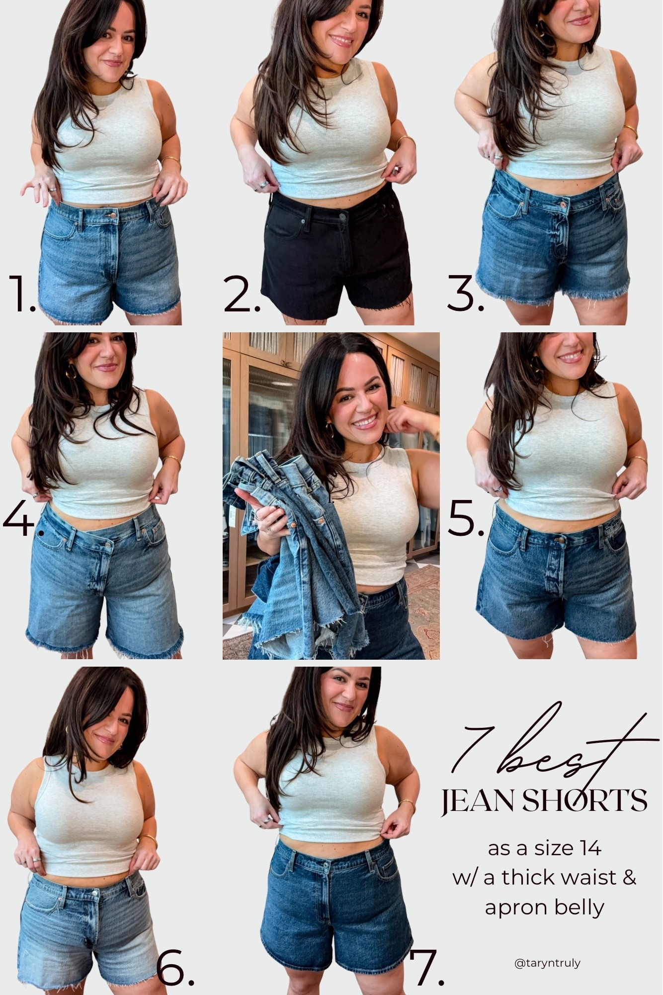 Round up of the best Jean shorts for midsize thick tummy babes! 

1. Express high rise mom short sized up to a 16 - has some stretch 
2. & 3. Gap ultra soft denim shorts sized up to a 33 or size 16 for a loose comfy fit. 
4. Gap 8” loose Bermuda short mid rise sized up to a 33/16 for a loose roomy fit 
5. Madewell Brynn long short sized up to a 33
6. Pistola Kennedy mid rise short size 32 (did not size up) 
Abercrombie dad short high rise sized up to a 33 

#LTKStyleTip #LTKSeasonal #LTKMidsize