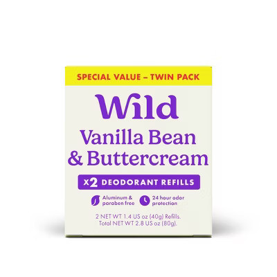 Wild Cosmetics Aluminum-Free Duo Deodorant Refills - Vanilla Bean & Buttercream - 1.4oz/2pk | Target