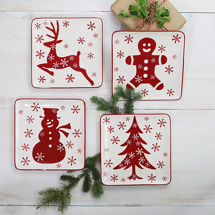 Christmas Character Salad Plates, Set of 4 | Kirkland's Home