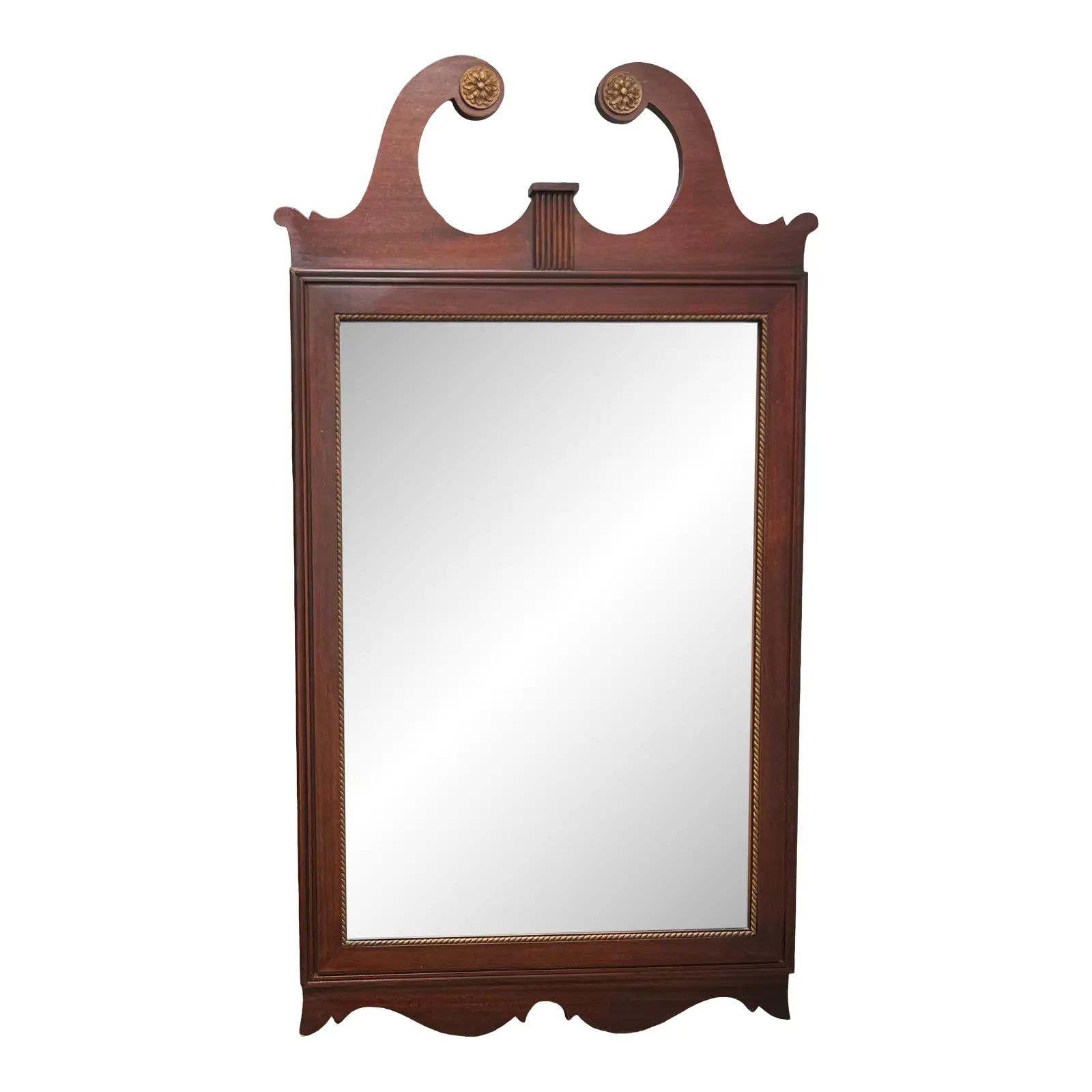 Vintage Dixie Traditional Chippendale Style Mahogany Wall Mirror | Chairish