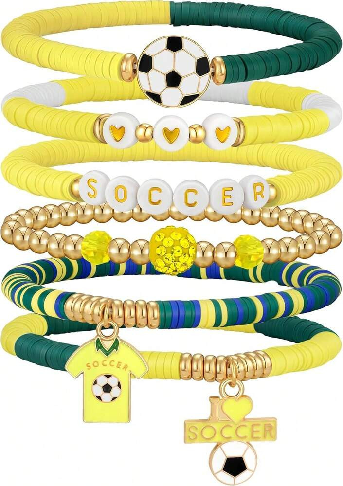 2026 Soccer World Cup Stretch Beaded Bracelets - Football Charm For Game Day Fans - Stackable Sports Jewelry For USA, Mexico, Canada, Argentina, Brazil Fans - Gifts For Women & Men | SHEIN