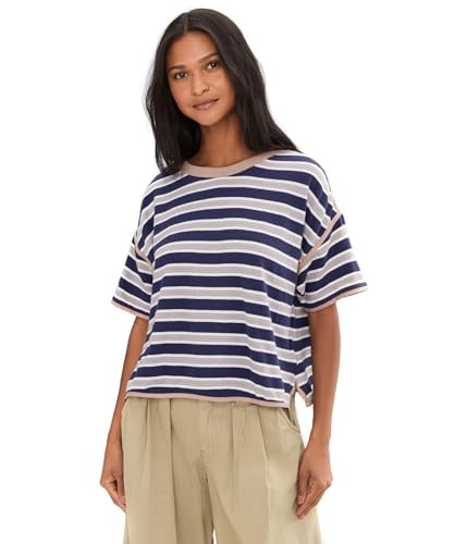 Free People, Womens, We The Free Clean Rugby Tee, Navy Combo, Medium | Amazon (US)