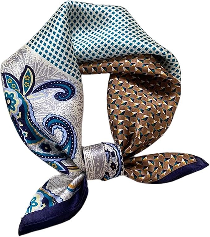 Aufeel Women's 100% Pure Mulberry Silk Small Square Scarf - Neckerchief Women - Silk Headscarf - ... | Amazon (US)