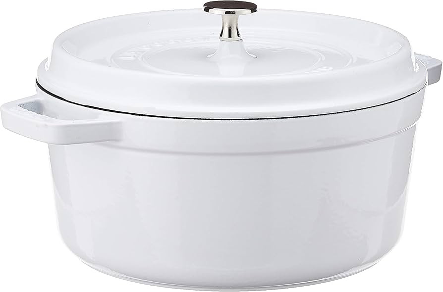 STAUB Cast Iron Dutch Oven 5.5-qt Round Cocotte, Made in France, Serves 5-6, White | Amazon (US)