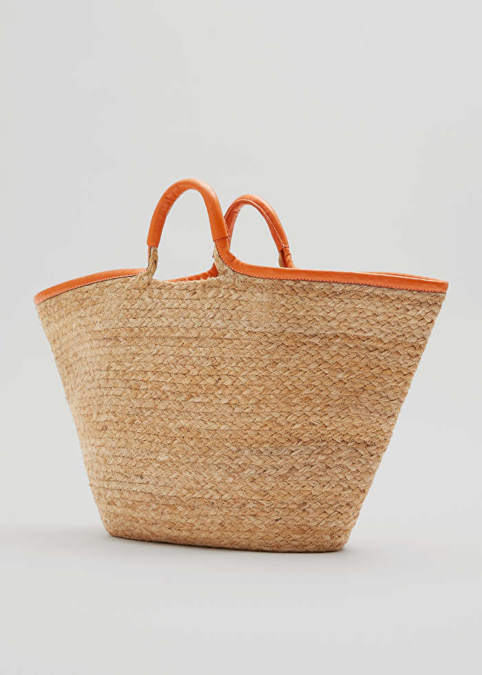 Leather Trimmed Straw Tote | & Other Stories US