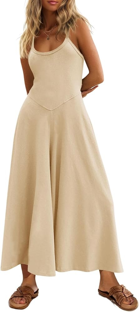 Cicy Bell Womens Casual Wide Leg Jumpsuits Summer Spaghetti Strap Sleeveless Cut Out Loose Long P... | Amazon (US)