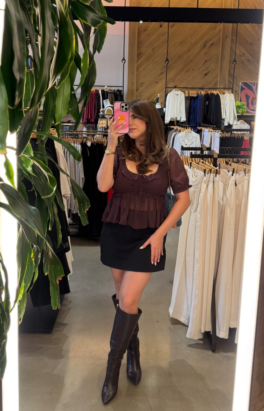 Fall outfit with Abercrombie skort & American Eagle top, perfect for warm to cool weather! Boots from just fab! 

#LTKPetite #LTKSeasonal #LTKFallSale
