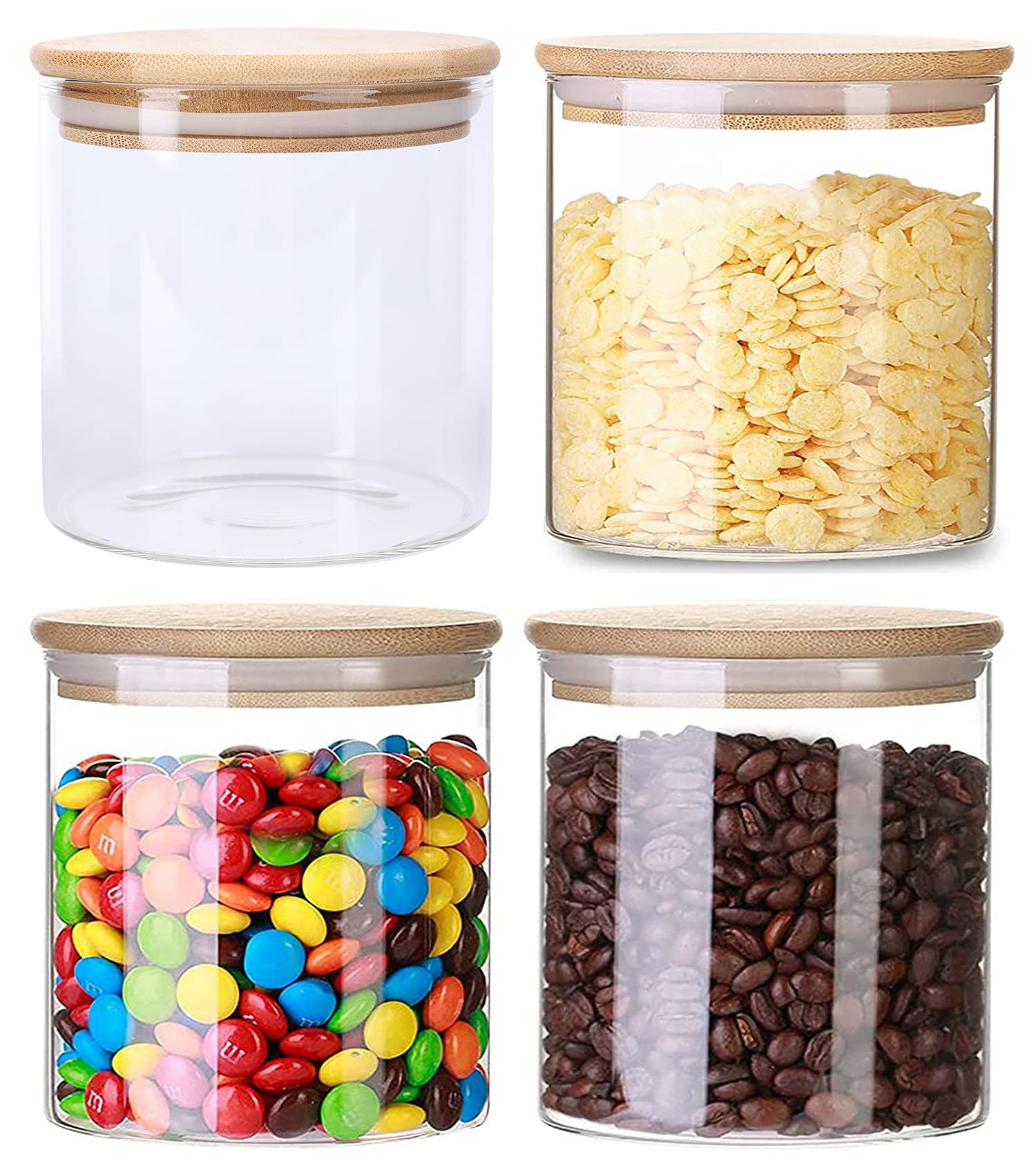Lawei 4 Pack Glass Storage Jars with Airtight Bamboo Lids, 18.6 OZ Clear Glass Kitchen Canisters ... | Amazon (US)