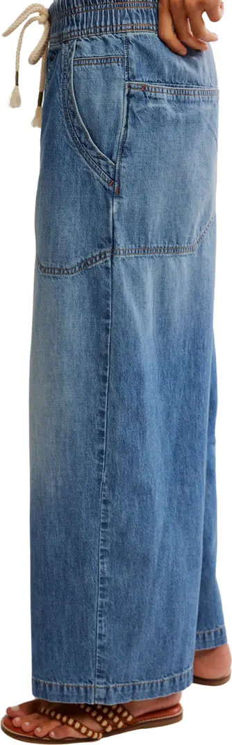 Easy Peasy Wide Leg Mid Rise Denim Drawstring Pants | Nordstrom