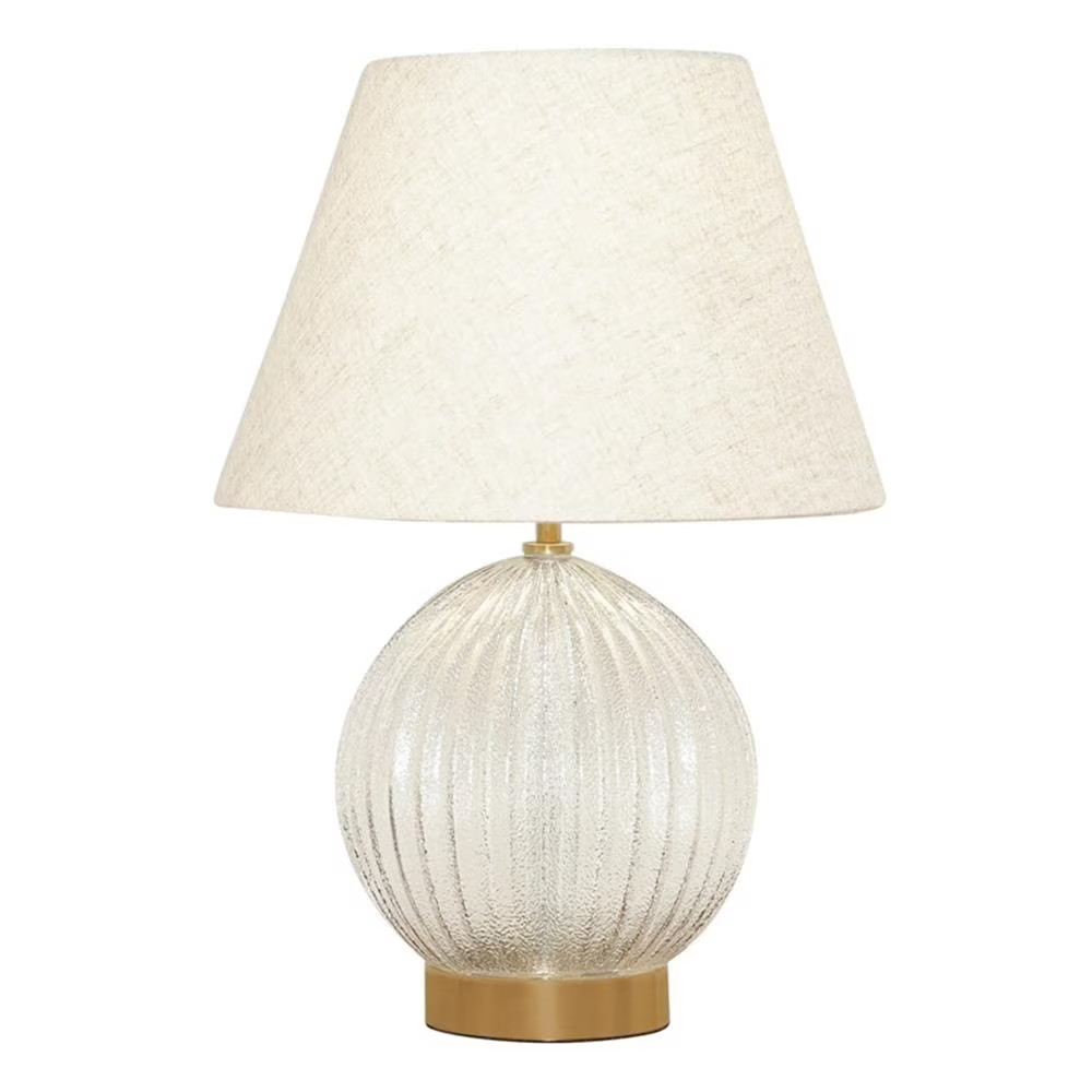 Tranquil Glow Serenity Round Ribbed Glass&Metal Brass Table Lamp - Walmart.com | Walmart (US)