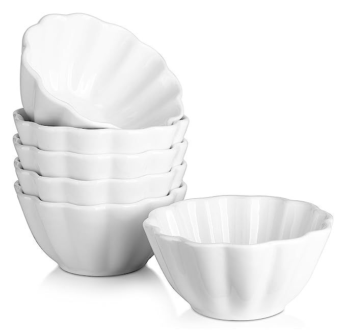 Dowan 4 Oz Porcelain Ramekins for Baking Serving Bowls for Souffle, Creme Brulee and Dipping Sauc... | Amazon (US)