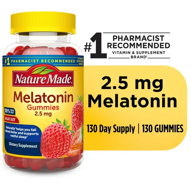 Nature Made Melatonin 2.5 mg Gummies, 100% Drug Free Sleep Aid for Adults, 130 Count | Walmart (US)