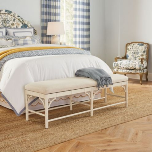 Dayna Bench with Sandberg Parchment Seat | Ballard Designs | Ballard Designs, Inc.