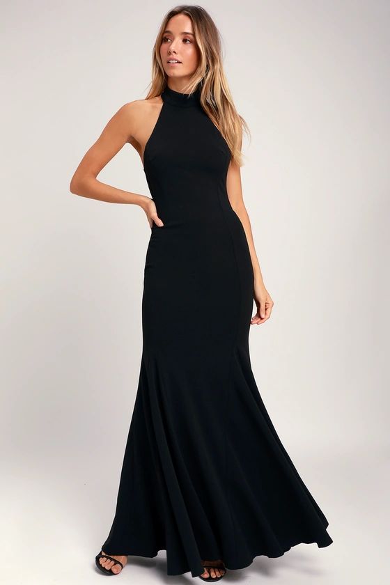 Slice of Joy Black Halter Maxi Dress | Lulus (US)