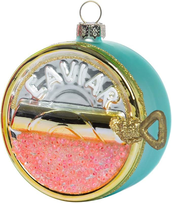2 Pack Glass Caviar Tin Christmas Ornaments for Christmas Tree Decorations, Hanging Decorative Ha... | Amazon (US)