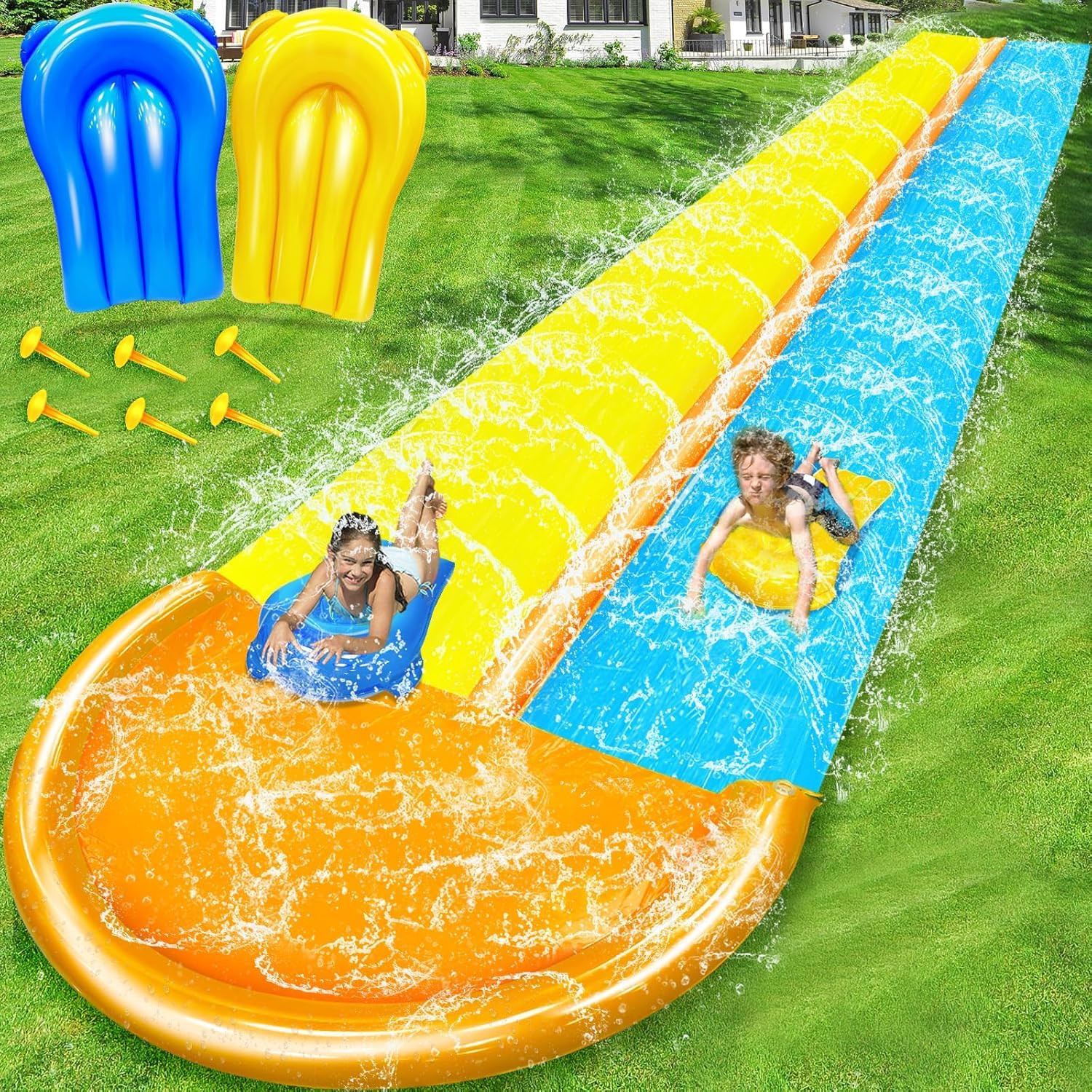 30 Ft Extra Long Slip Water Slide with Sprinkler, Heavy Duty Lawn Water Slide for Kids Adults, Do... | Amazon (US)