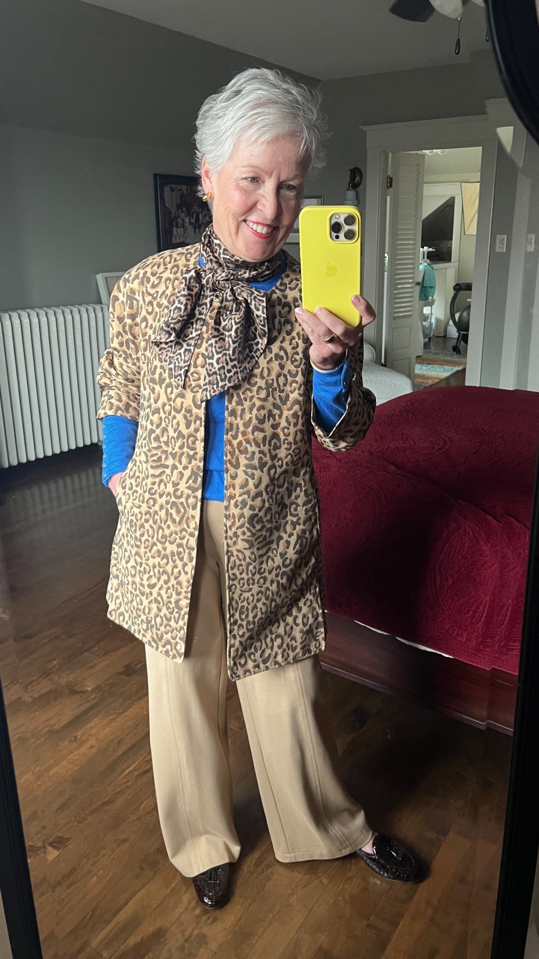 I have several meetings today to plan my sweet mom’s celebration of life and meet with my new tax lady. I love how I can mix new pieces in my closet with things I’ve had for years! This leopard jacket is 12 years old from Cabi but I found some similar ones.