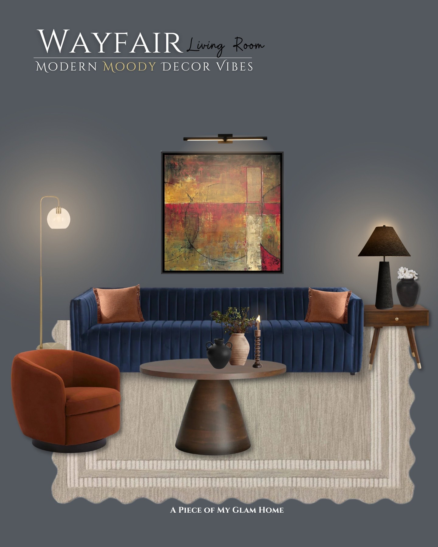 Moody living room goals 🖤 Bold tones, cozy lighting, and curated Wayfair finds bring this modern look to life.  

#LTKSaleAlert #LTKHome