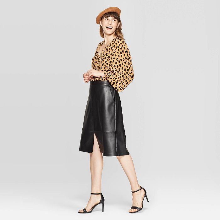 Women's High-Rise A Line Faux Leather Skirt - A New Day™ | Target