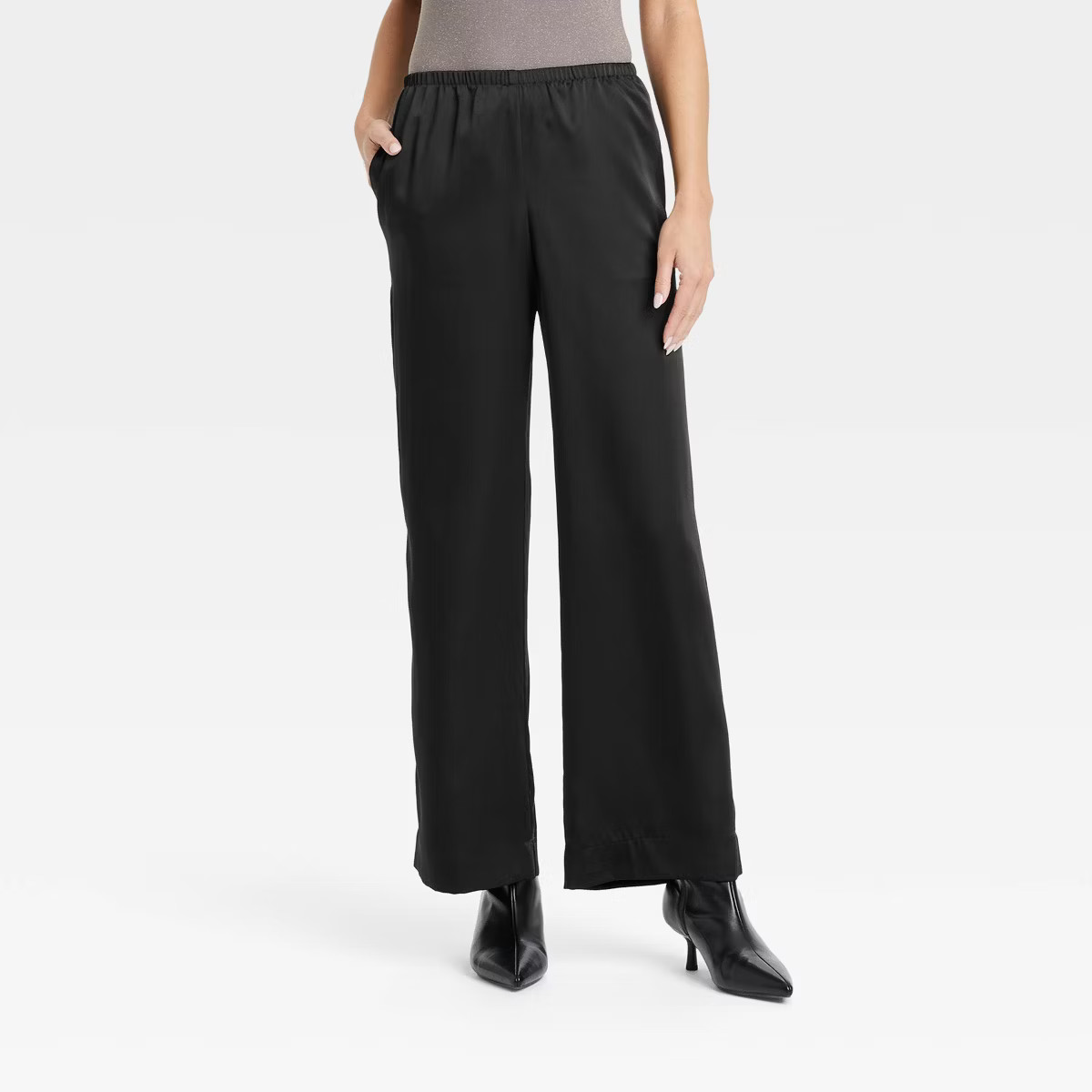 Women's Mid-Rise Straight Leg Satin Pull-On Pants - A New Day™ | Target