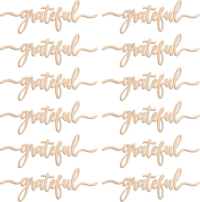 PARBEE 12PCS Thanksgiving Place Cards Grateful Wood Signs Fall Dining Table Plate Ornament Farmho... | Amazon (US)