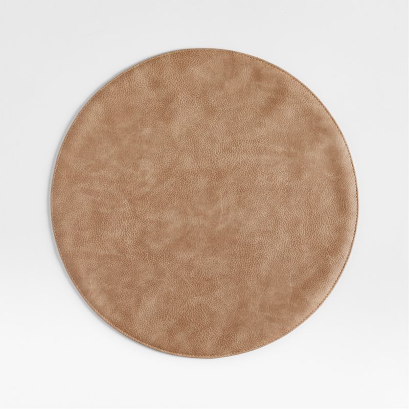 Maxwell Sand Brown Easy-Clean Vinyl Round Placemat + Reviews | Crate & Barrel | Crate & Barrel