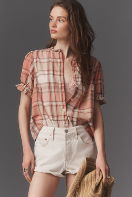 By Anthropologie Cotton Puff-Sleeve Buttondown Shirt | Anthropologie (US)