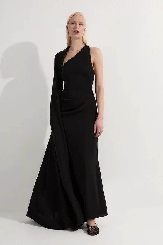 Soft Tailored Cape Sleeve Maxi Dress | Karen Millen UK + IE + DE + NL