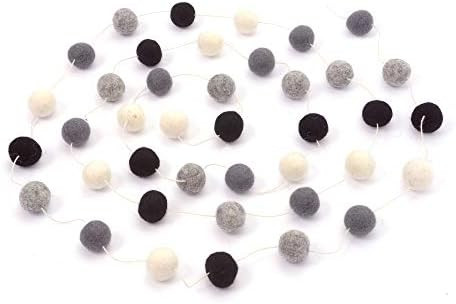 Glaciart One Wool Felt Ball Garland - Pom Pom Garland - 9 Feet, 40 Balls, 4 Monochrome Colors, Pom P | Amazon (US)