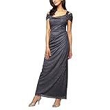 Alex Evenings Women's Long Glitter Mesh Cold Shoulder Dress (Petite and Regular) | Amazon (US)