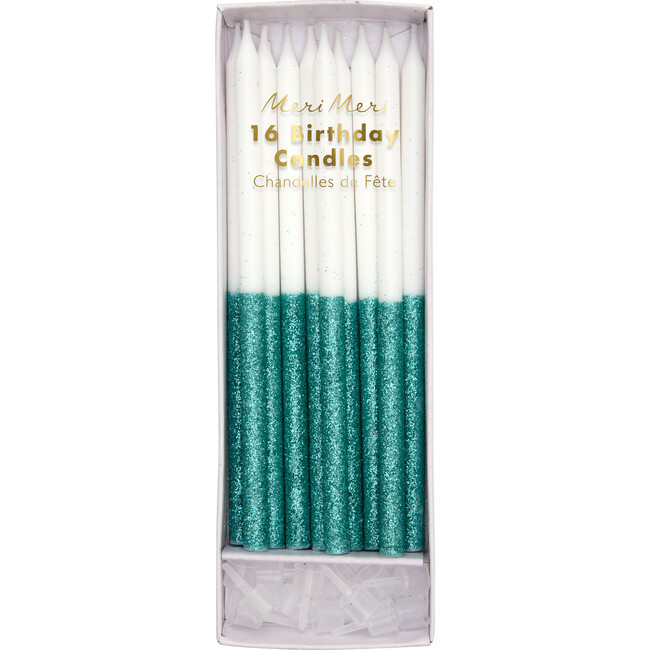 Meri Meri | Green Glitter Dipped Candles | Maisonette | Maisonette