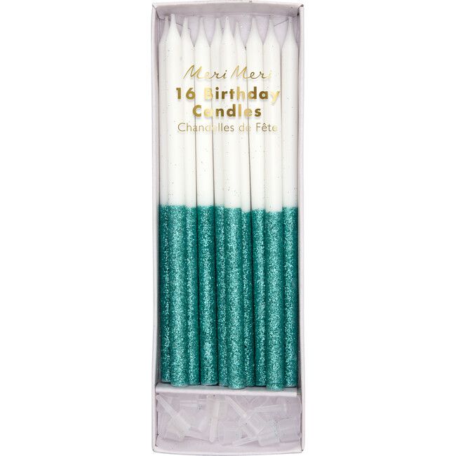 Meri Meri | Green Glitter Dipped Candles | Maisonette | Maisonette