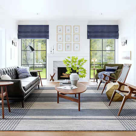 Blue Portland Plaid Wool Area Rug | Rugs USA